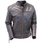 2015 New fashion Vintage Brown Vented Scooter Jacket with Dual Gun Pockets, Pads and Reflect for mens motorbike leather jacket 